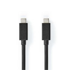 Nedis USB kabel | USB 3.2 Gen 2x2 | USB-C samec | USB-C samec | 100 W | 4K@60Hz | 20 Gbps | Niklovaný | 1,00 m | Kulatý | PVC | Černá | Označení 