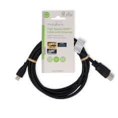 Nedis Vysokorychlostní kabel HDMI s Ethernetem | HDMI konektor | HDMI Micro konektor | 4K@30Hz | 10,2 Gbps | 1,50 m | Kulatý | PVC | Černá | Označení 