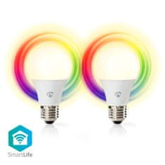 Nedis Plně barevná žárovka SmartLife | Wi-Fi | E27 | 806 lm | 9 W | RGB / Teplá až studená bílá | 2700 - 6500 K | Android / IOS | Žárovka | 2 ks. 