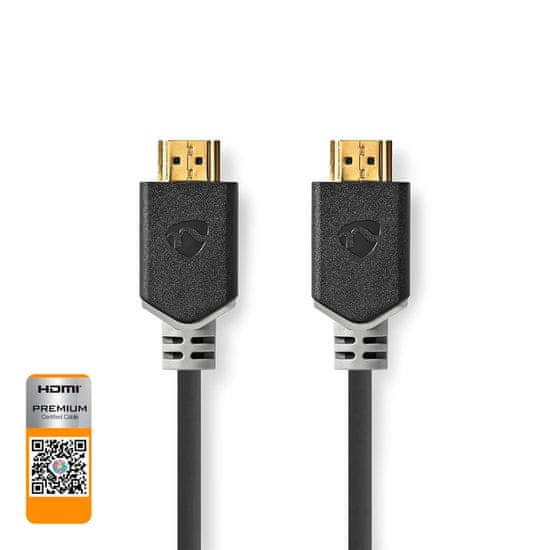 Nedis Prémiový vysokorychlostní kabel HDMI s Ethernetem | HDMI konektor | HDMI konektor | 4K@60Hz | 18 Gbps | 2,00 m | Kulatý | PVC | Antracit | Box