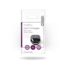 Nedis USB-C adaptér | USB 3.2 Gen 1 | USB-C samec | USB-A samice | Kulatý | Niklovaný | Černá | Plastikový sáček 