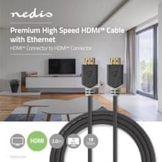 Nedis Prémiový vysokorychlostní kabel HDMI s Ethernetem | HDMI konektor | HDMI konektor | 4K@60Hz | 18 Gbps | 2,00 m | Kulatý | PVC | Antracit | Box 