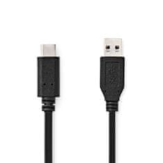 Nedis USB kabel | USB 3.2 Gen 2 | USB-A samec | USB-C samec | 60 W | 10 Gbps | Niklovaný | 1,00 m | Kulatý | PVC | Černá | Označení 