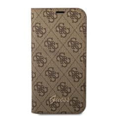 Guess GUBKP14SHG4SHW hard silikonové pouzdro iPhone 14 6.1" brown book 4G Vintage Gold Logo