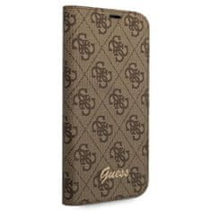 Guess GUBKP14SHG4SHW hard silikonové pouzdro iPhone 14 6.1" brown book 4G Vintage Gold Logo