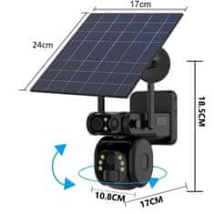 Secutek Otočná venkovní solární kamera na sim kartu Y10-4G-Q11 se dvěma objektivy