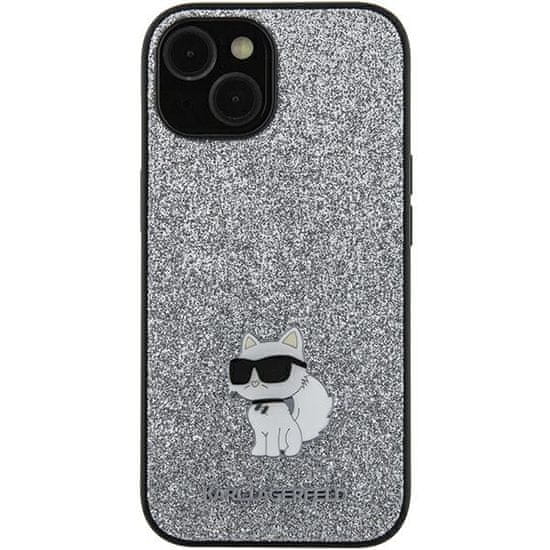 Karl Lagerfeld Originální kryt KARL LAGERFELD hardcase Fixed Glitter Choupette Logo Metal Pin KLHCSA55GCNPSG pro Samsung Galaxy A55 , barva stříbrná