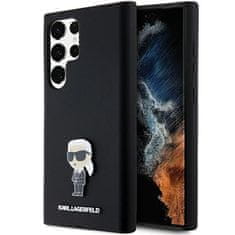 Karl Lagerfeld Originální pouzdro hardcase Silicone Ikonik Metal Pin KLHCS24LSMHKNPK pro Samsung Galaxy S24 Ultra black