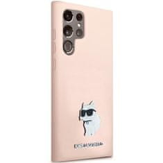 Karl Lagerfeld Originální kryt KARL LAGERFELD hardcase Silicone Choupette Metal Pin KLHCS24LSMHCNPP pro Samsung Galaxy S24 Ultra , barva růžová