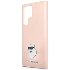 Karl Lagerfeld Originální kryt KARL LAGERFELD hardcase Silicone Choupette Metal Pin KLHCS24LSMHCNPP pro Samsung Galaxy S24 Ultra , barva růžová