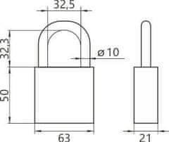 LOB Litinový visací zámek s 62mm klíčem