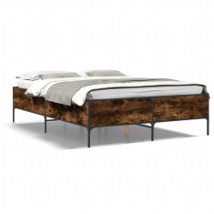 shumee Rám postele kouřový dub 140 x 190 cm kompozitní dřevo a kov