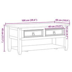 Vidaxl Konferenční stolek se zásuvkami Corona 100x48x45 cm borovice