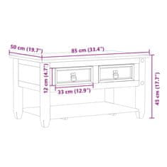 Vidaxl Konferenční stolek se zásuvkami Corona 85x50x45 cm borové dřevo