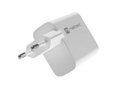 Natec Univerzální USB nabíječka RIBERA GaN 1X USB-A + 1X USB-C 65W, Bílá