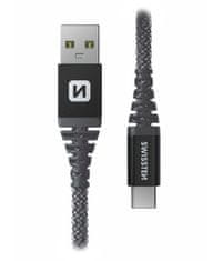 SWISSTEN Datový kabel KEVLAR USB / USB-C 1,5 M ANTRACIT