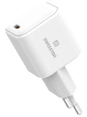 SWISSTEN Síťový Adaptér GaN 1x USB-C 45W PD Bilý