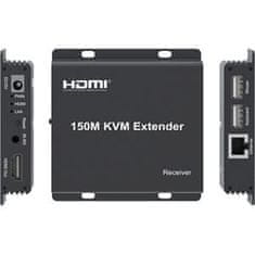 PremiumCord HDMI KVM extender na 150m přes jeden kabel Cat5e/Cat6, FULL HD 1080p
