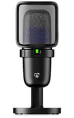 Nedis herní mikrofon GSMIC210BK/ stolní/ vypínač/ RGB/ POP filtr/ USB-A/ černý