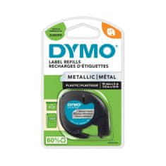 Dymo Páska LetraTag - stříbrná, šířka 12 mm, návin 4 m, černé písmo (metalická)