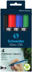 Schneider Popisovač na bílé tabule Maxx 290 - kulatý hrot, sada 4 barev