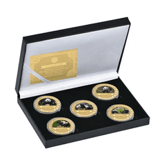 INTEREST Pozlacené pamětní mince Giant Panda - sada 5 kusů + etue.