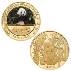 INTEREST Pozlacené pamětní mince Giant Panda - sada 5 kusů + etue.
