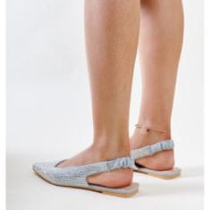 Lesklé šedé sandály na otevřeném podpatku velikost 39