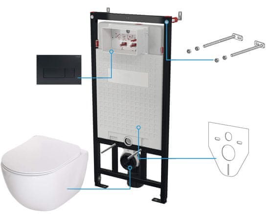 BPS-koupelny WC set Peonia 6v1, podomítkový systém + toaleta - CDEN6ZPW