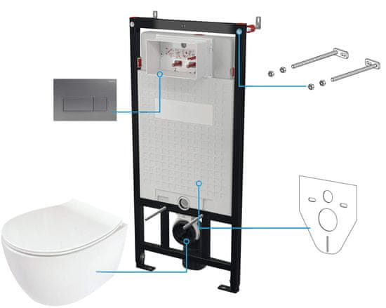BPS-koupelny WC set Silia 6v1, podomítkový systém + toaleta - CDLT6ZPW