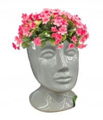 Polnix Květinový obal šedá keramická dekorativní hlava 16x11 cm