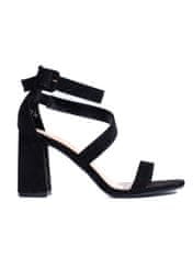 Amiatex Komfortní sandály dámské černé na širokém podpatku, černé, 38