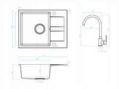 Kuchinox Černý granitový dřez se sifonem a baterií 56x44 cm Léto