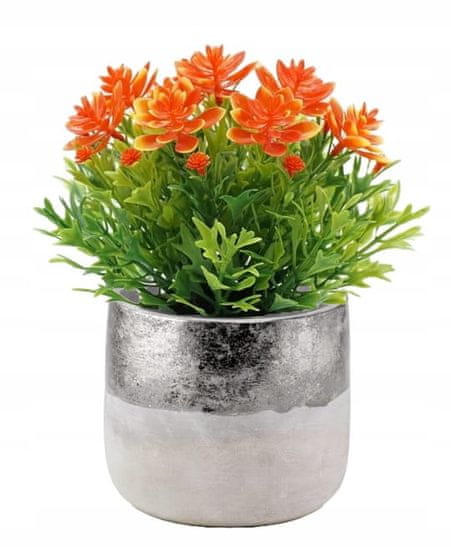 Polnix Dekorativní betonový květináč 12x13 cm stříbrný