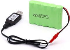 YUNIQUE GREEN-CLEAN Baterie RC 6V 2400mAh, dobíjecí baterie Ni-MH AA s konektorem JST pro RC auto, RC loď, RC tank, elektrické nástroje | Rozměry 52x72x15mm | S USB nabíječkou