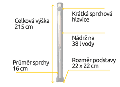 Hawaj Solární sprcha 38 l, černo-stříbrná (vč. teploměru)