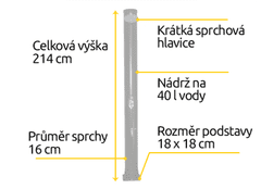 Hawaj Solární sprcha Alu 40 l černá