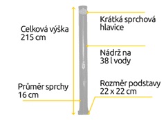 Hawaj Solární sprcha 38 l, černá (vč. teploměru)