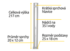 Hawaj Solární sprcha FANTASY RAIN 35 l černo-stříbrná