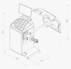 FERDUS Vyvažovačka automobilových kol CB75 Automat 2D, 10"-28", s LCD displejem