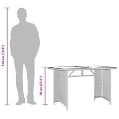 Vidaxl Zahradní stůl skleněná deska světle šedý 110x68x70 cm polyratan