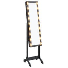 Vidaxl Volně stojící zrcadlo s LED černé 34 x 37 x 146 cm