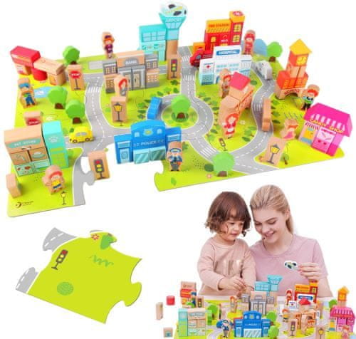 LEBULA CLASSIC WORLD Wooden Blocks Postavte město ze 120 prvků