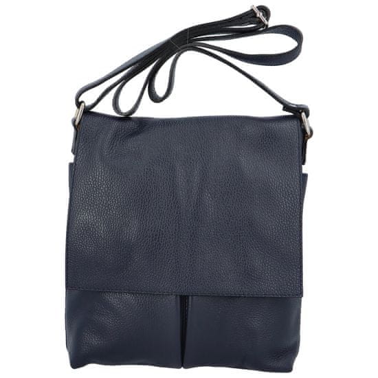 Delami Vera Pelle Stylová dámská kožená crossbody taška Carlon, D26 tmavě modrá