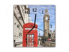 Glasdekor Nástěnné hodiny 30x30cm Anglie Big Ben - Materiál: plexi