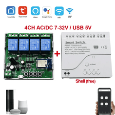 Secutek 4kanálový inteligentní WIFI modul, DC 7-32V, Tuya