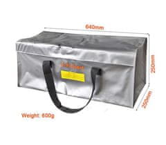 YUNIQUE GREEN-CLEAN Brašna na bezpečné uchování RC baterií | Ochranné pouzdro proti výbuchu Lipo | Ohnivzdorná nabíjecí brašna, velká velikost 640x250x250 mm