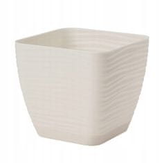 Form-Plastic Květináč s podstavcem krémový 12,7x11,8 cm čtvercový plastový