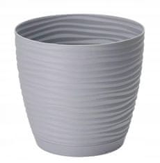 Form-Plastic Plastový květináč s podstavcem šedý 14,7x13,6cm