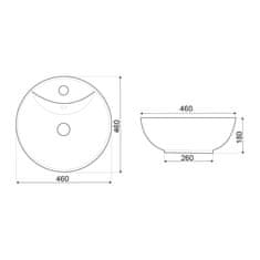 BPS-koupelny Keramické umyvadlo na desku NV-KR-191 BLM (ø 46 cm)